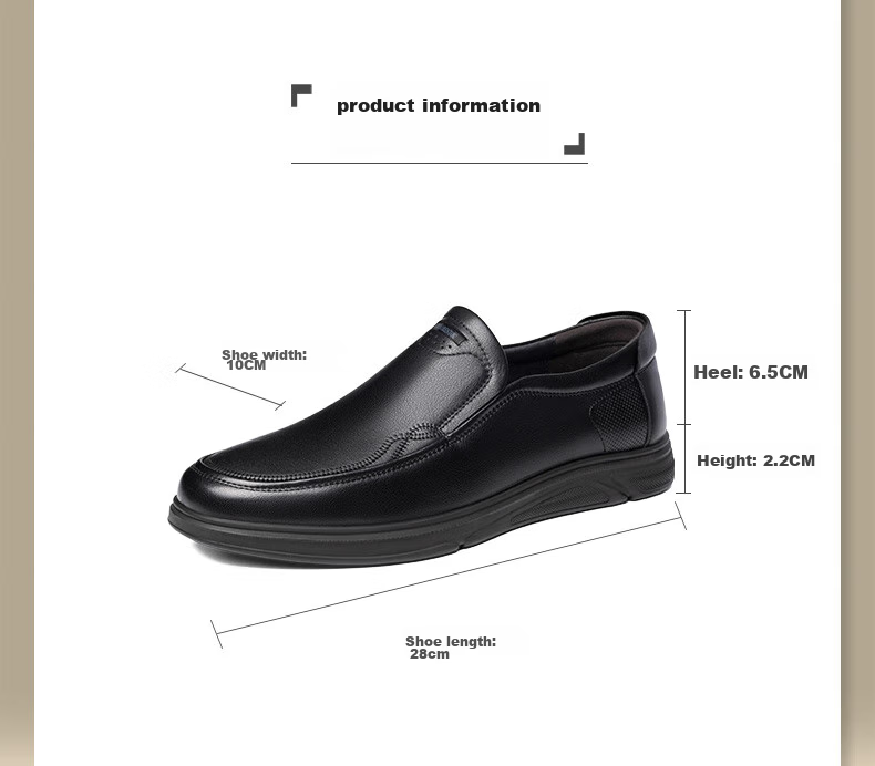 LAORENTOU Business Casual Leather Shoes for Men, Spring And Autumn Breathable Cowhide Formal Wedding Dad Shoes, LA11393 Black, Size 38 3