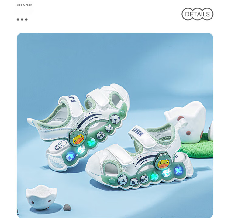 B.Duck Children's Sandals, Cartoon Fashionable Shoes for Boys And Girls, Summer Closed-Toe Beach Sandals, 5006 White And Blue, Size 30 19