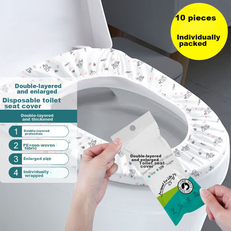 BWNK Disposable Toilet Seat Covers [Pack of 10], Universal Non-Woven Toilet Seat Protectors, Thickened Toilet Seat Covers for Home, Hotel, And Travel Use