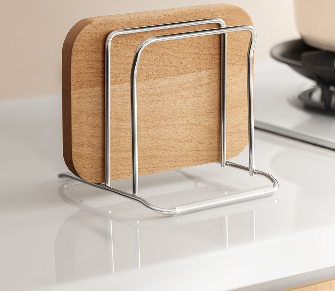 Lanjiaoluo Stainless Steel Cutting Board Rack, Chopping Board Storage Rack for Home Kitchen Countertop, Double-Layer Organizer Shelf 1