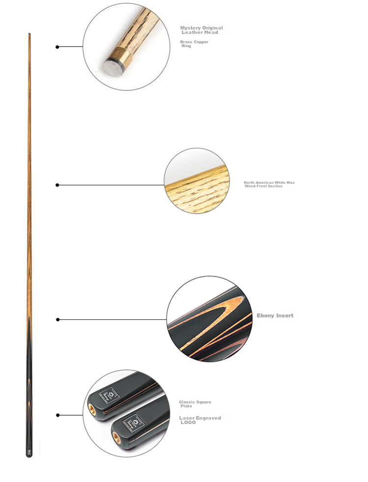 Aomi New Champion Pool Cue, Snooker Black Eight Small Tip, Black Eight Chinese Eight-Ball Medium Tip, Billiard Cue, 16 Colors All-Round Cue, 9.5 6