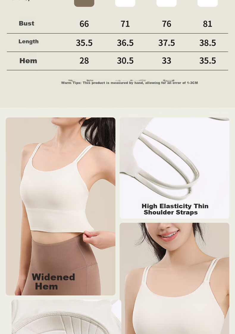 Ziyouxi Sports Bra for Women, Running Anti-Shock Fitness Vest, Thin Shoulder Straps Pilates Training One-Piece Bra Camisole 7