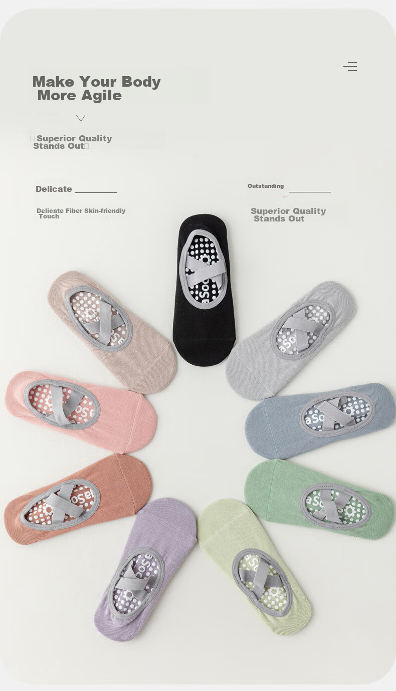 XUEXIMAN Yoga Socks for Women, Short Summer Socks, Professional Non-Slip Silicone Indoor Fitness Dance Beginner Pilates Sports Socks 3