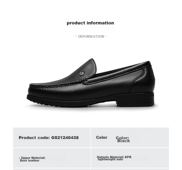 Goldlion Men's Loafers Leather Shoes, Fashionable Simple Comfortable Slip-On Business Casual Shoes G521240438AAA Black Size 40 19