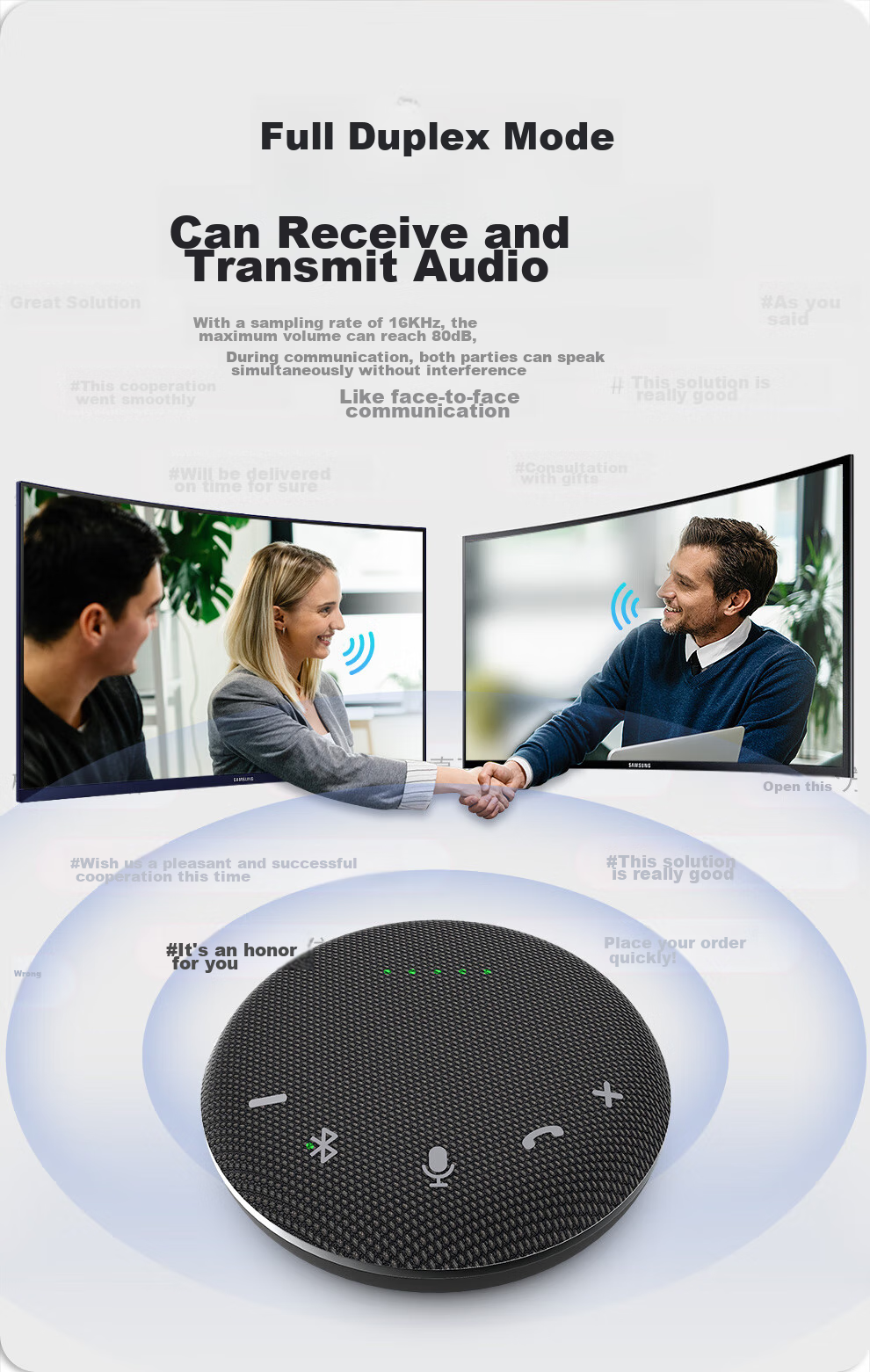 DAIPU Video Conference DP-T20 Camera, 4K Ultra-High Definition Camera, Wide-Angle Desktop Office USB Wireless Bluetooth Conference Omnidirectional Microphone Set 10