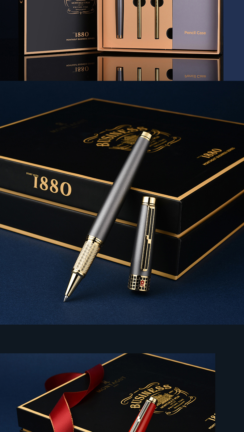 MONTAGUT [Best-Selling Product] Signature Pen for Men And Women, Business Writing Office High-End Gift Box Set, Gift Companion Gift Junken Series Gray 0.5mm 13
