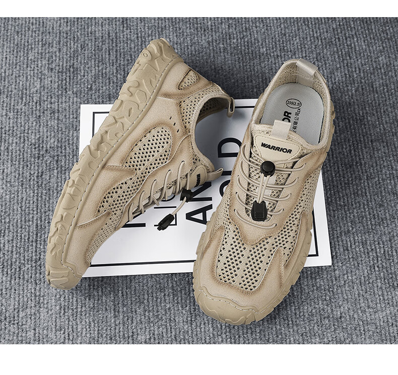 Warrior Men's Summer Breathable Shoes Men's Beach Shoes Men's Closed-Toe Sandals 2929C Beige Size 39 9