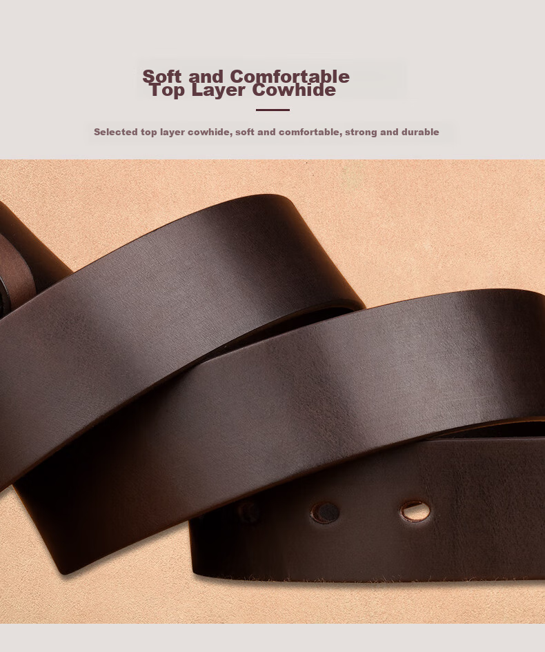 JEEP SPIRIT Men's Business Belt with Brass Buckle, Vintage Top-Grain Leather, Belt Loops, Waistband, Trouser Belt, Father's Day Gift for Dad 5