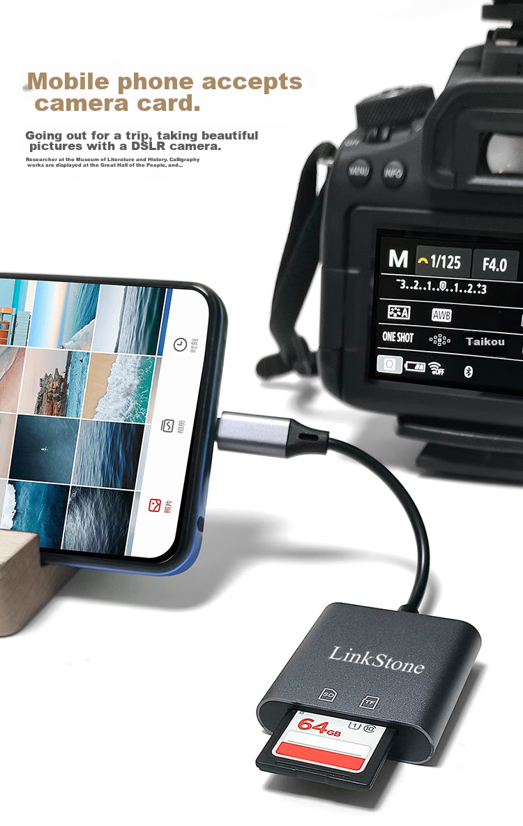 LinkStone Multi-Function Card Reader SD/TF Two-In Compatible with Apple Card Reader, OTG Card Reader, Dash Cam, DSLR Camera Monitoring, Smartphone And Camera Storage Memory Card 10
