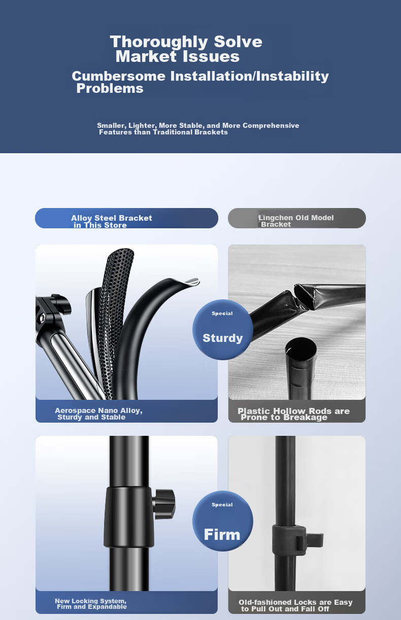 LINGCHEN Floor-Standing Phone Stand, Live Streaming Tripod for TikTok And Kuaishou Short Videos, Influencer Triangle Stand, Outdoor Portable Bracket, 2.1 Meters Foldable Storage 2