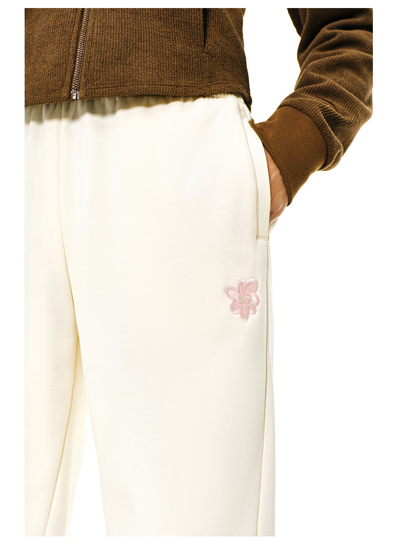 ANTA Snow Owl Fleece-Lined Knit Jogger Pants Women's Winter Casual Warm Trousers College Sports Pants 22