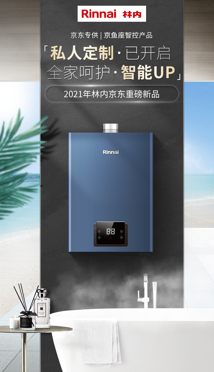 38308-林内(Rinnai) 16升燃气热水器 家用天然气 语音APP智控 恒温防冻大水量 RUS-16QD33W(JSQ31-D33W)京品家电-详情图