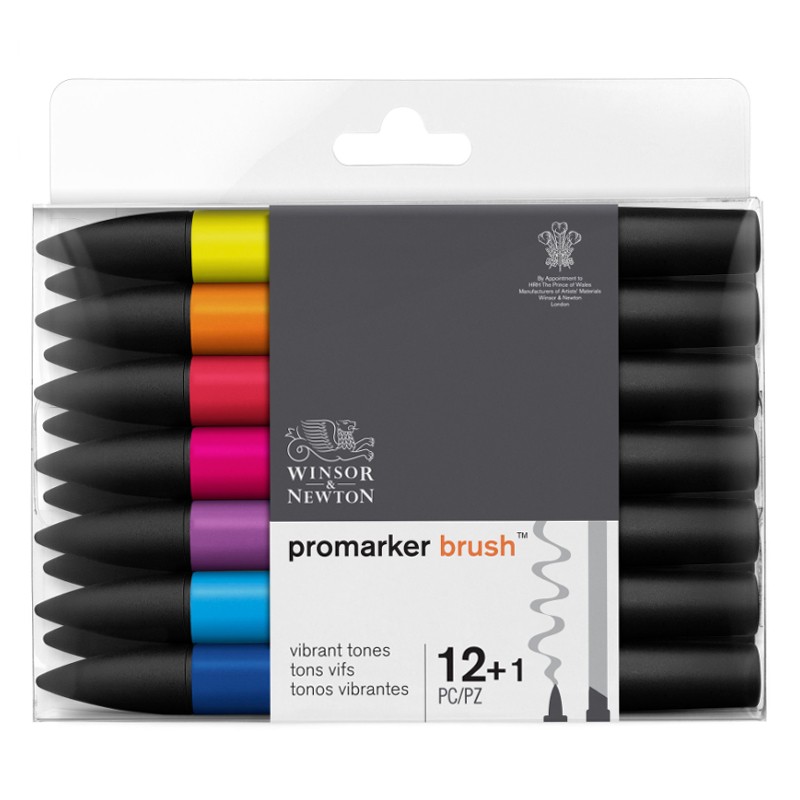 WINSOR&NEWTON [Freud Brand] Alcohol-Based Dual-Tip Marker Set with Soft Tips And Classic Set of 12 Colors Watercolor Pens