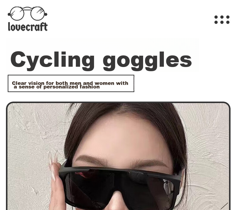LOVECRAFT Cycling Goggles 1622 - Black Frame Gray Lenses, Prescription Glasses Goggles, Outdoor Windproof Glasses, Protective Eyewear for Men And Wome 1