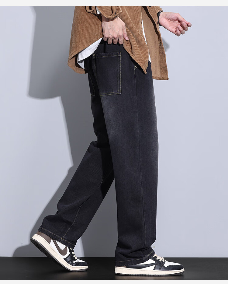 Yipintiancheng Fashion Versatile Men's Jeans 2025 Autumn Loose Straight Casual Elastic Waist Trousers 6