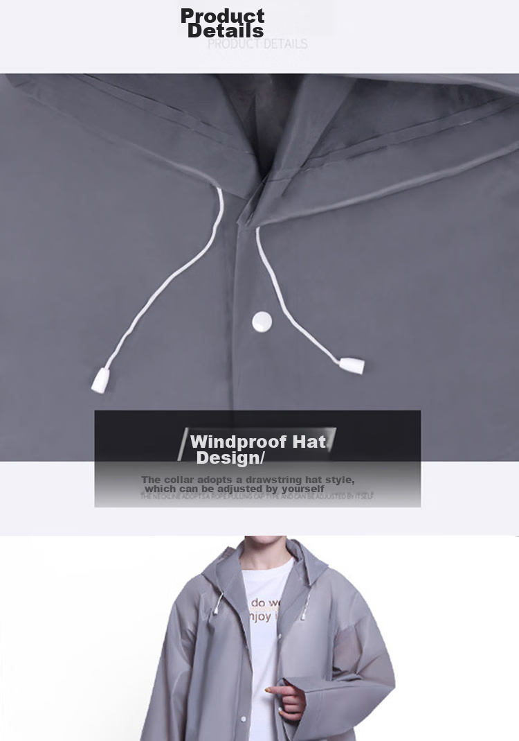 BWNK Disposable Raincoat, Adult Portable Long Cycling Poncho, Unisex Long Hooded Raincoat, Gray, One Size Fits All 5