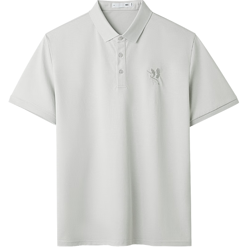 HLA Short-Sleeve Polo Shirt for Men, Breathable And Comfortable, Turn-Down Collar, Summer Light Gray, Size 5XL