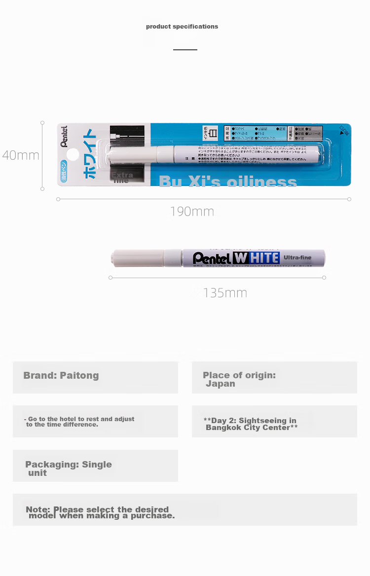 Pentel Paint Marker 0.5mm Fine Tip Needle Tube for Car Touch-Up And Scratch Repair, Oil-Based Marker X100W-F White 5