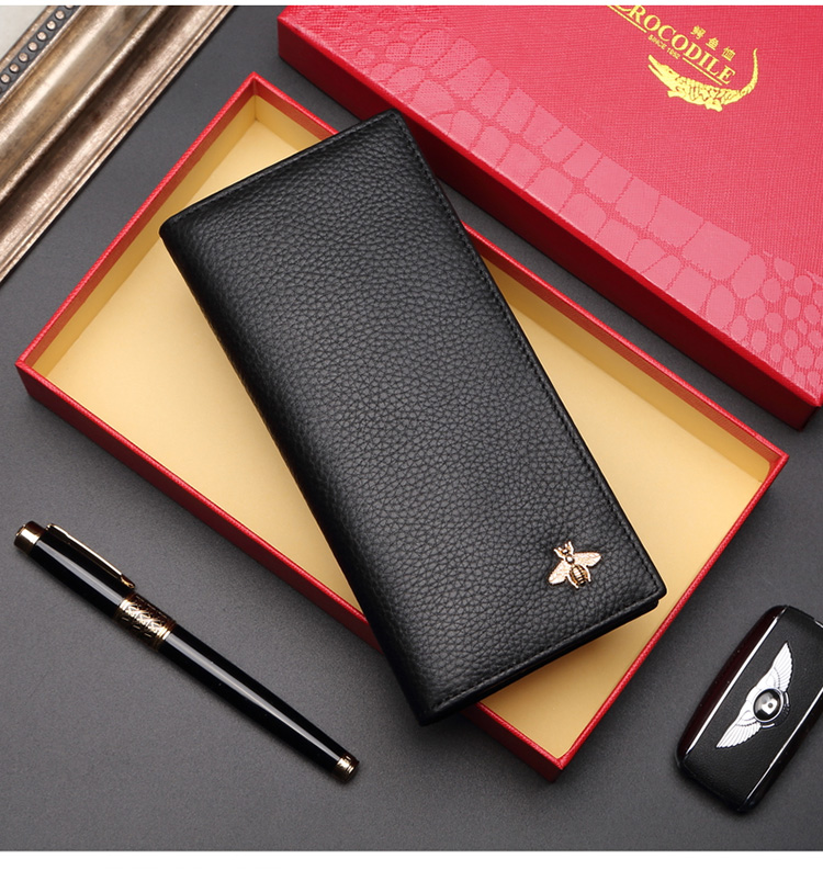 CROCODILE Goddess Festival First Layer Cowhide Simple Long Women's Wallet Bee 20% Off Ticket Holder Birthday Gift for Women 2