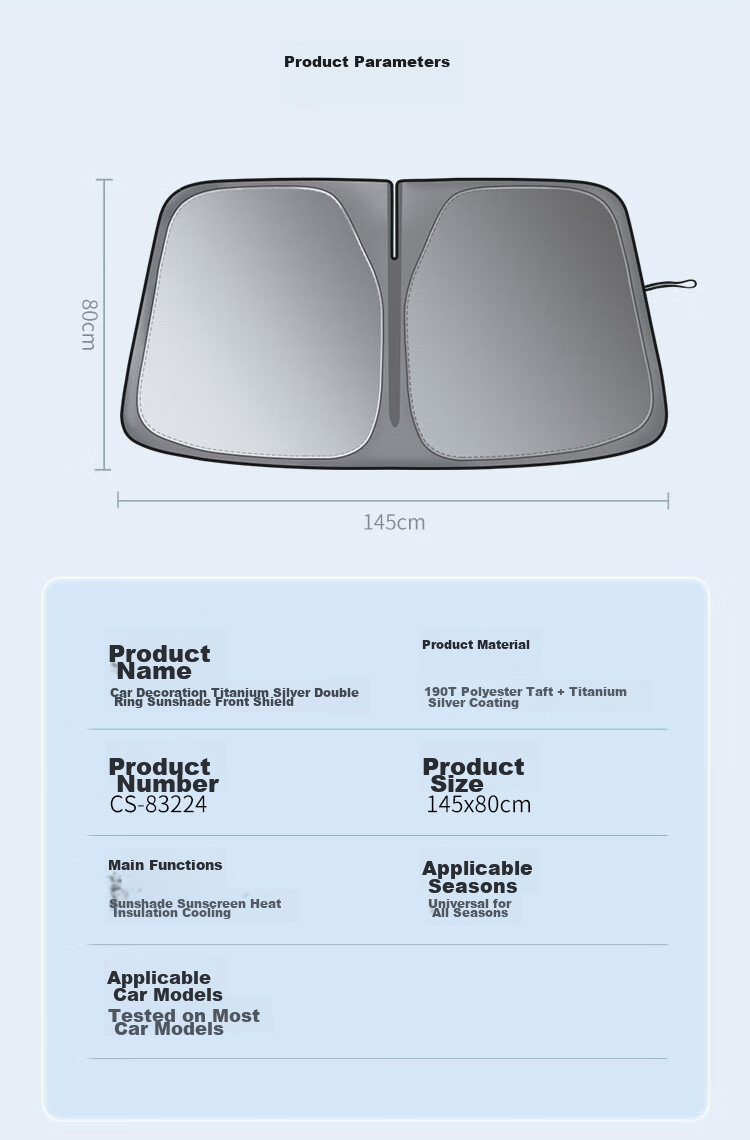 CarSetCity Car Sunshade, Front Windshield Sunshade, Sun Umbrella, Sun Visor, Titanium Silver Heat Insulation Cover for Summer, Sun Protection And Heat Insulatio 11