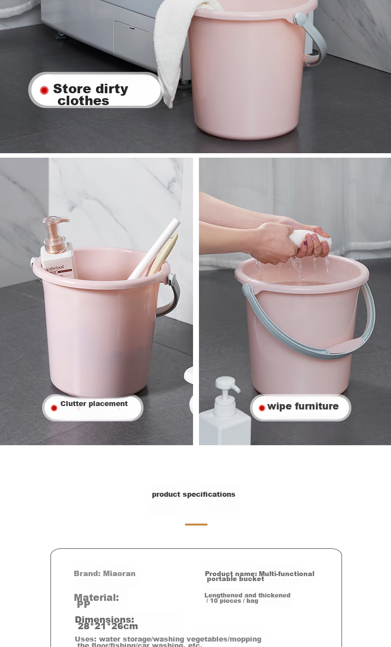 MR Mop Bucket, 15L Rectangular Mop Bucket, Plastic Water Bucket, Portable Large Capacity Cleaning Bucket, Random Color 4
