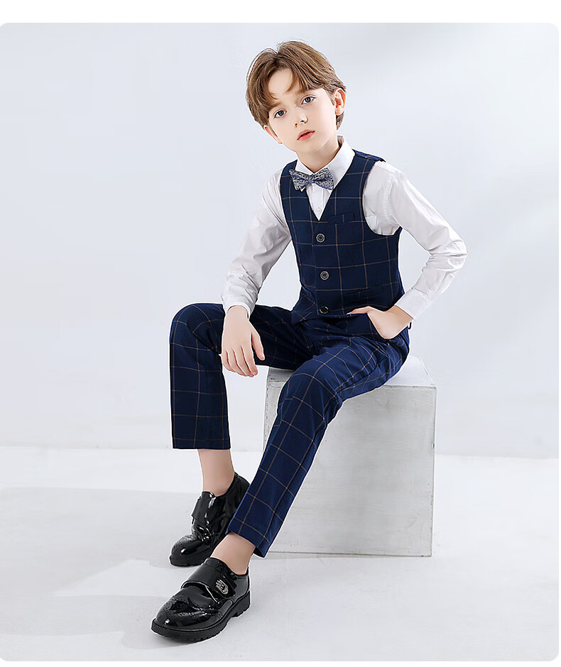 Yinuofang Children's Suit Set, Boys' Vest Set, Children's Day Performance Costume, Boys' Host Formal Wear, Flower Girl Show Suit 3