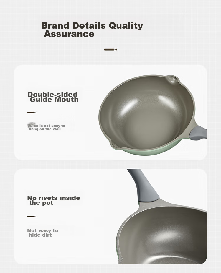 COOKER KING Ceramic Wok with Titanium Coating, Zero Fluorine Non-Stick Pan, Micro-Pressure Non-Stick Flat Bottom Wok, 32cm 15