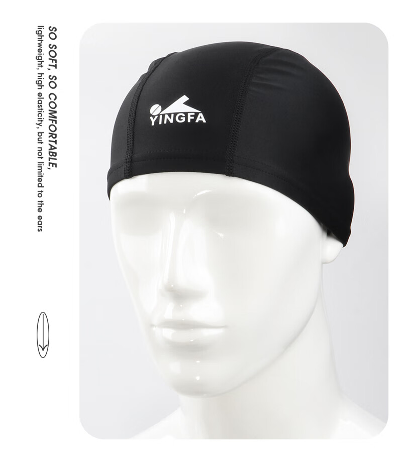 YINGFA Swim Cap, Fabric Swimming Cap for Adults, Professional Non-Binding, Nylon Spandex Swim Cap, Black 5