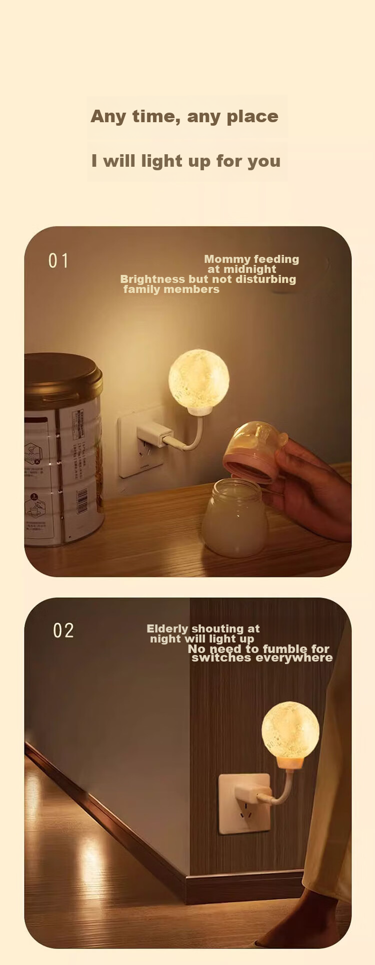 Heart Lock Voice-Controlled Moon Night Light Smart Voice-Controlled Lamp Bedroom Bedside Mood Light Language-Controlled Sensor Light Birthday Gift 7