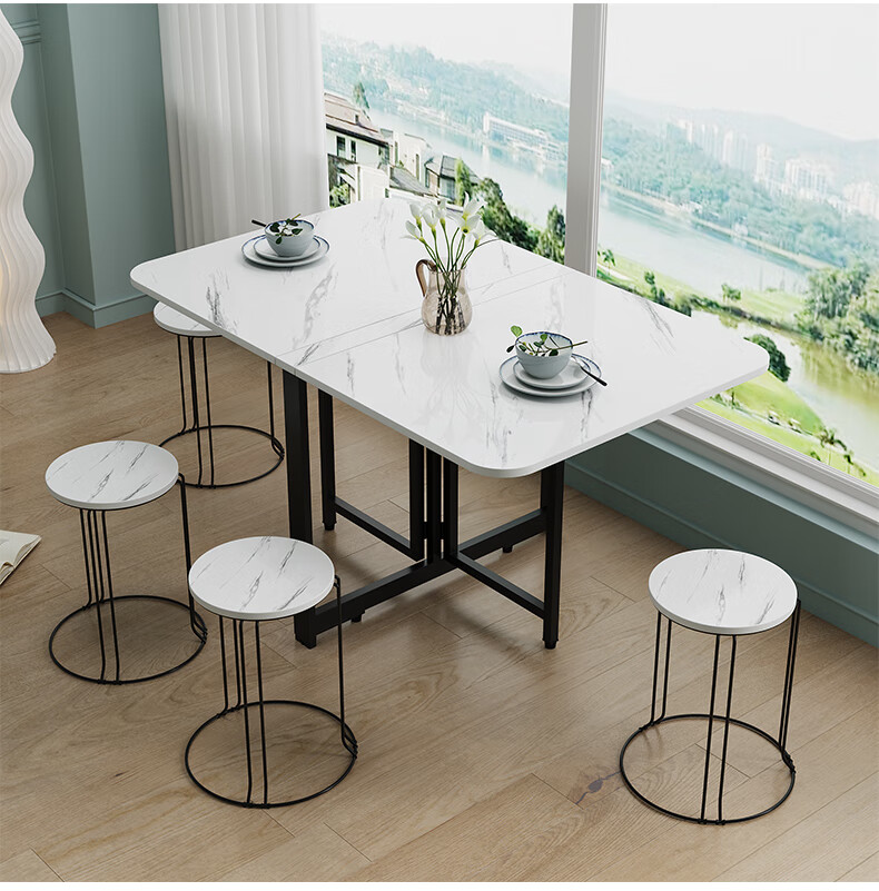 KULIN Dining Stool, Stackable Round Stool for Home Use, Simple Dining Chair with Steel Legs, White Round Stool (Set of 4) 11