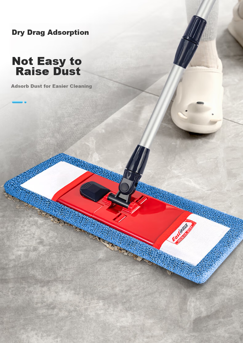 EAST Flat Mop, 45cm Aluminum Alloy Handle, 1.35m Total Length, 2 Cloths Included, Microfiber, Wet And Dry Use, Lightweight, for Home Use, All-In Cleaning 6