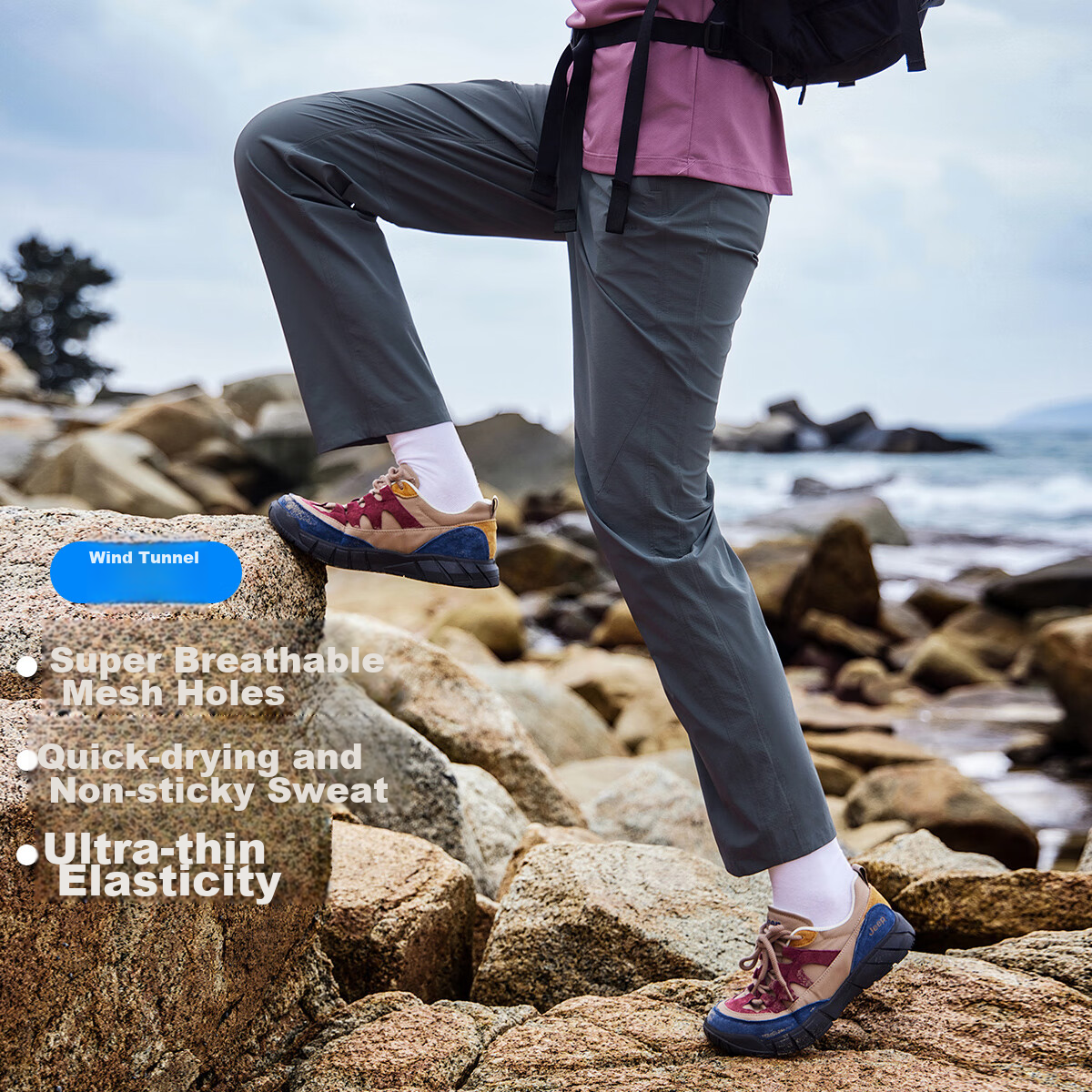 Pioneer Camp Windproof Outdoor Pants for Women, Summer Lightweight Sports Hiking Climbing Trousers, Breathable Water-Repellent Casual Straight-Leg Long Pants