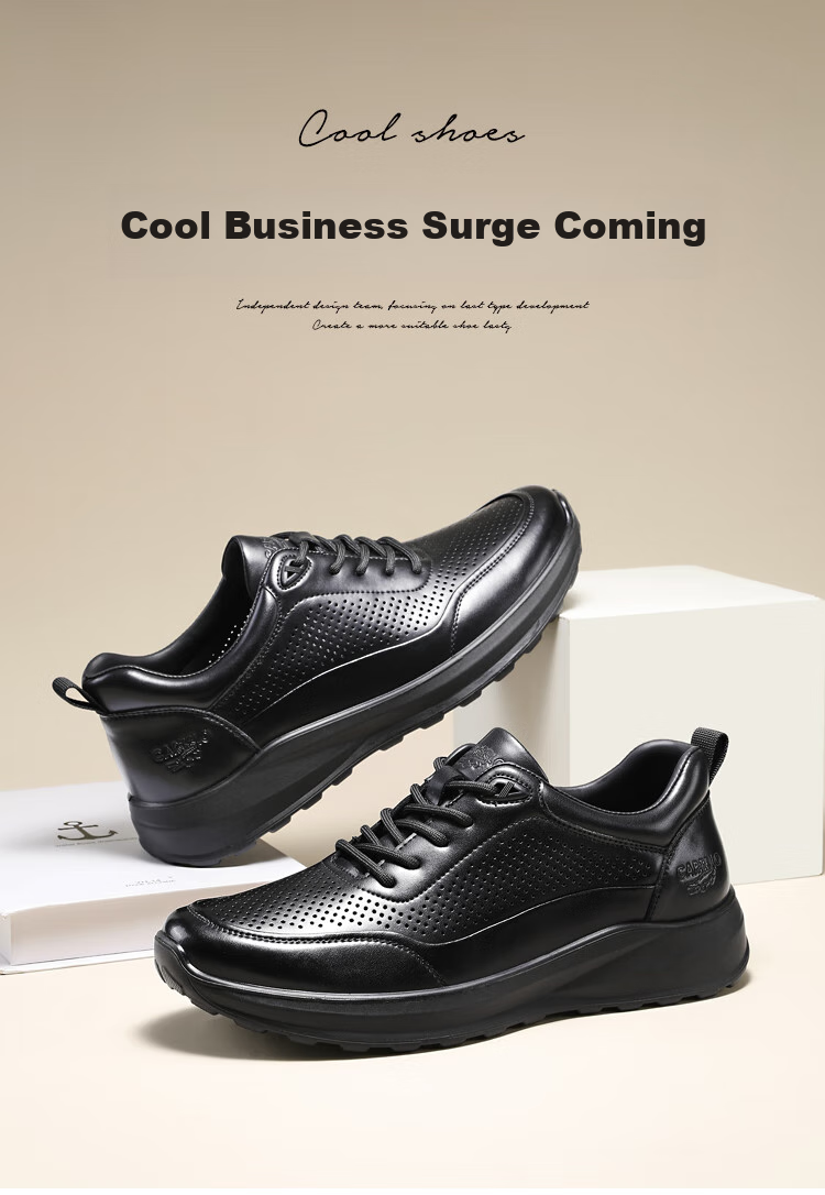 CARTELO Genuine Leather Men's Shoes, Business Casual Sports New Style for Autumn And Winter, Soft Thick-Soled Versatile Commuter Work High-End Black 15