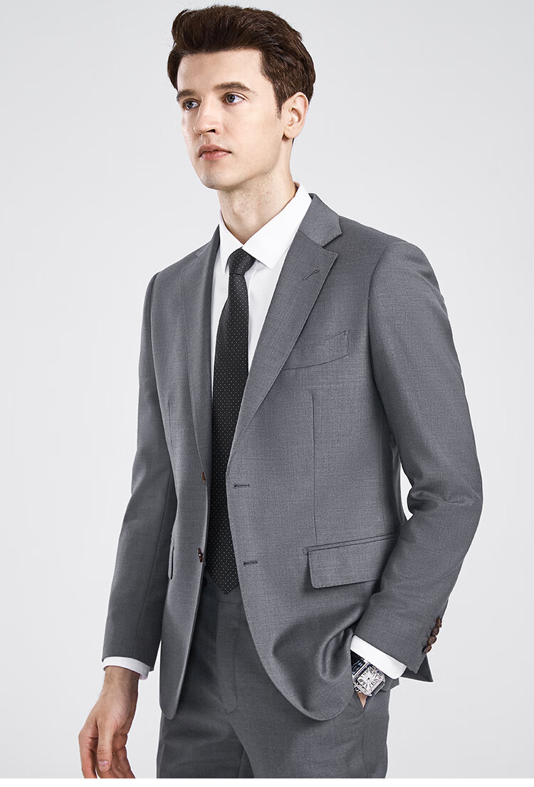 FIRS 100% Pure Wool Slim Fit Suit Professional Formal Business Groom Wedding Suit Men 3