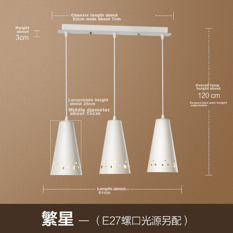 OPPLE LED Pendant Light, Three-Head Ceiling Pendant Light for Dining, Modern Simple Creative Bar Light Starry Sky, E27 Bulb Sold Separately
