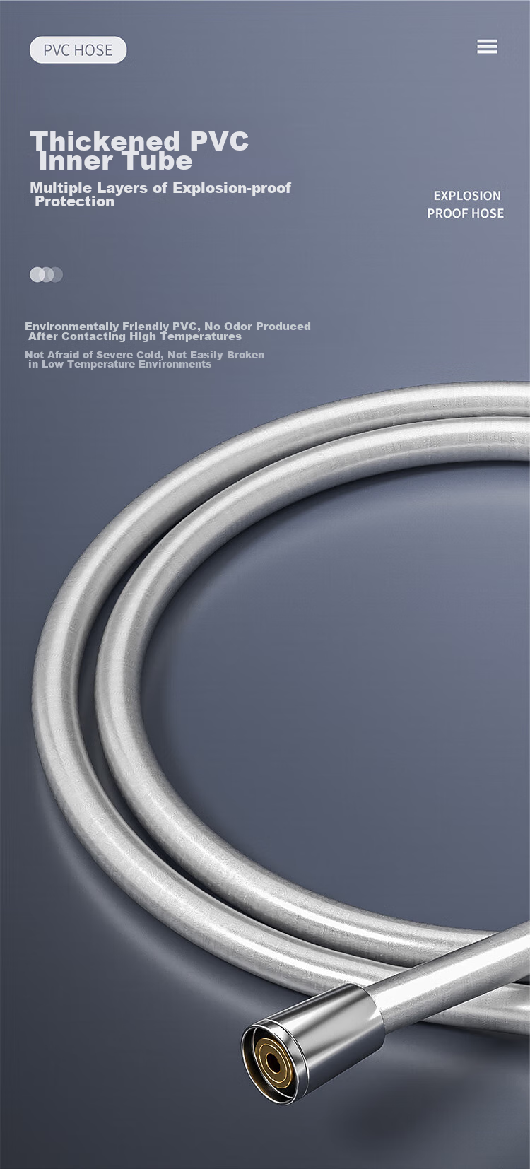 MEJUE Shower Head Hose, Cold And Hot Water Inlet Hose, Anti-Tangling Silver Shower Head Pipe Z-05306 5