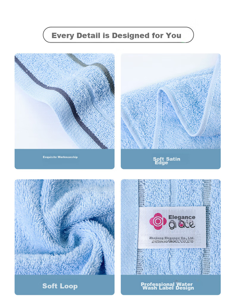 Grace Pure Cotton Couple Towels, Adult Soft Absorbent Terry Striped Face Towels for Men And Women, 10 Pieces, 80g/piece, Sports 10