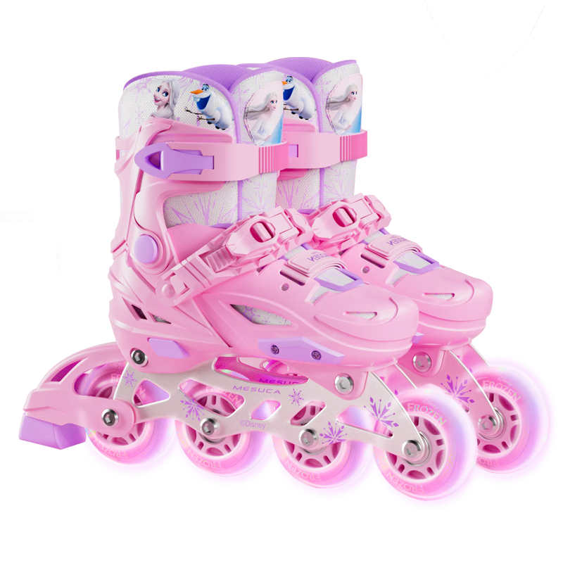 Disney Roller Skates for Children, Girls' Beginner Set, Inline Skates, Ice Skates, Roller Skates, Pink Snow, Size L
