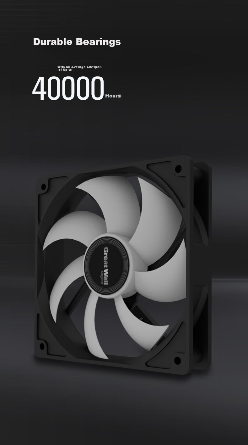 Great Wall Jiuxiang X120 Computer Case Fan (12cm/Simple Non-Luminous Design/4-Pin Power Supply/Durable Bearing) 4