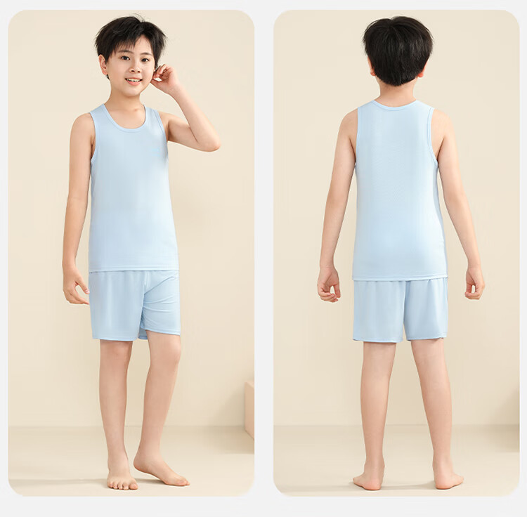 Miiow Kids Boys Summer Sleeveless Lenzing Lyocell Tank Top Breathable Thin Pajama Shirt for Older Boys 17