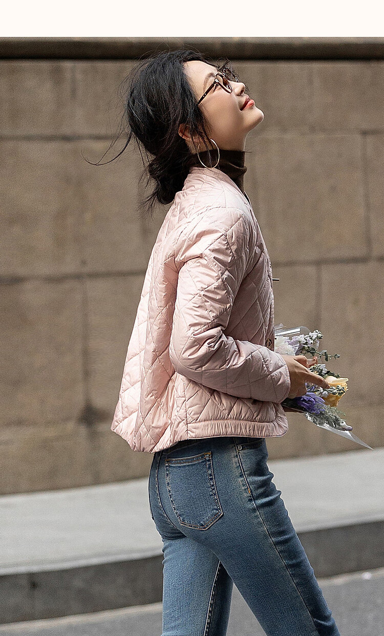 Dme [Laoqian Yinxiang] Winter Luxury Matte Light Luxury 400T Spring Yarn Diamond-Quilted Women's Cotton Jacket 19