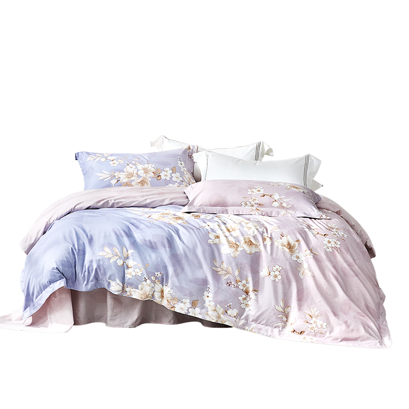 LUOLAI Home Textiles Pure Cotton Four-Piece Bedding Set Including Double Duvet Cover And Bed Sheet, Jiaju Guan 200*230cm