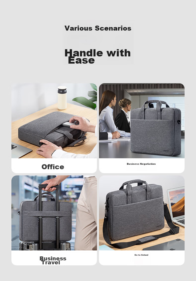 WOMT Inkless Laptop Bag Handheld 15.6/16 Inch Suitable for Apple Huawei Lenovo Legion Xiaomi ASUS Dell Gaming Laptops Large Capacity Shoulder Bag for Men And Wome 9