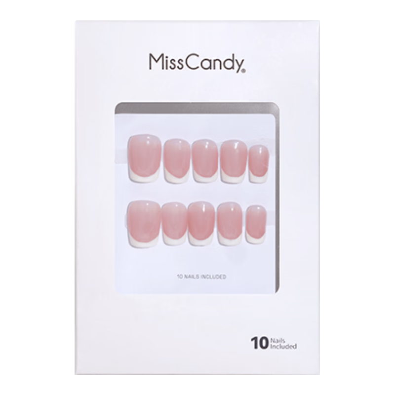 Miss Candy French Handmade Nail Wraps Medium Length Reusable Quick Wear SG186 Ballet Size S