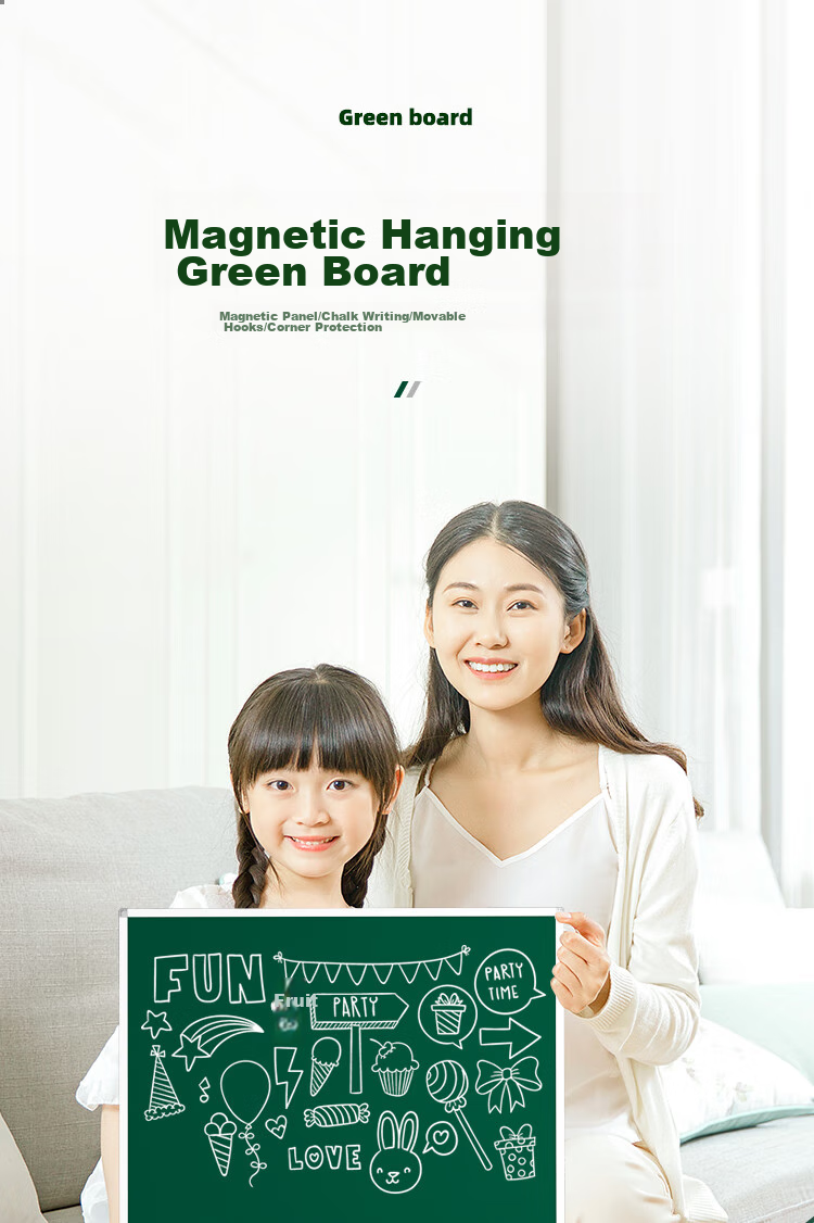 Bibiniu 60*90cm Wall-Mounted Green Board, Student Home Whiteboard Writing Board Single-Sided Chalkboard BBND-G6090 1