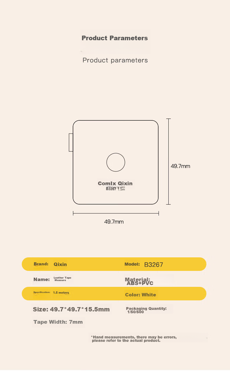 COMIX Tape Measure 1.5m Automatic Card Slot Flexible Ruler for Body Measurements, Clothing Measurement, Height Measurement B3267 White 7