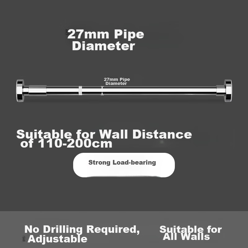 YOUQIN Retractable Drying Rod, No Drilling Required Support, Shower Curtain Rod, Bathroom Balcony Drying Rack, Roman Rod, Bathroom Curtain Rod