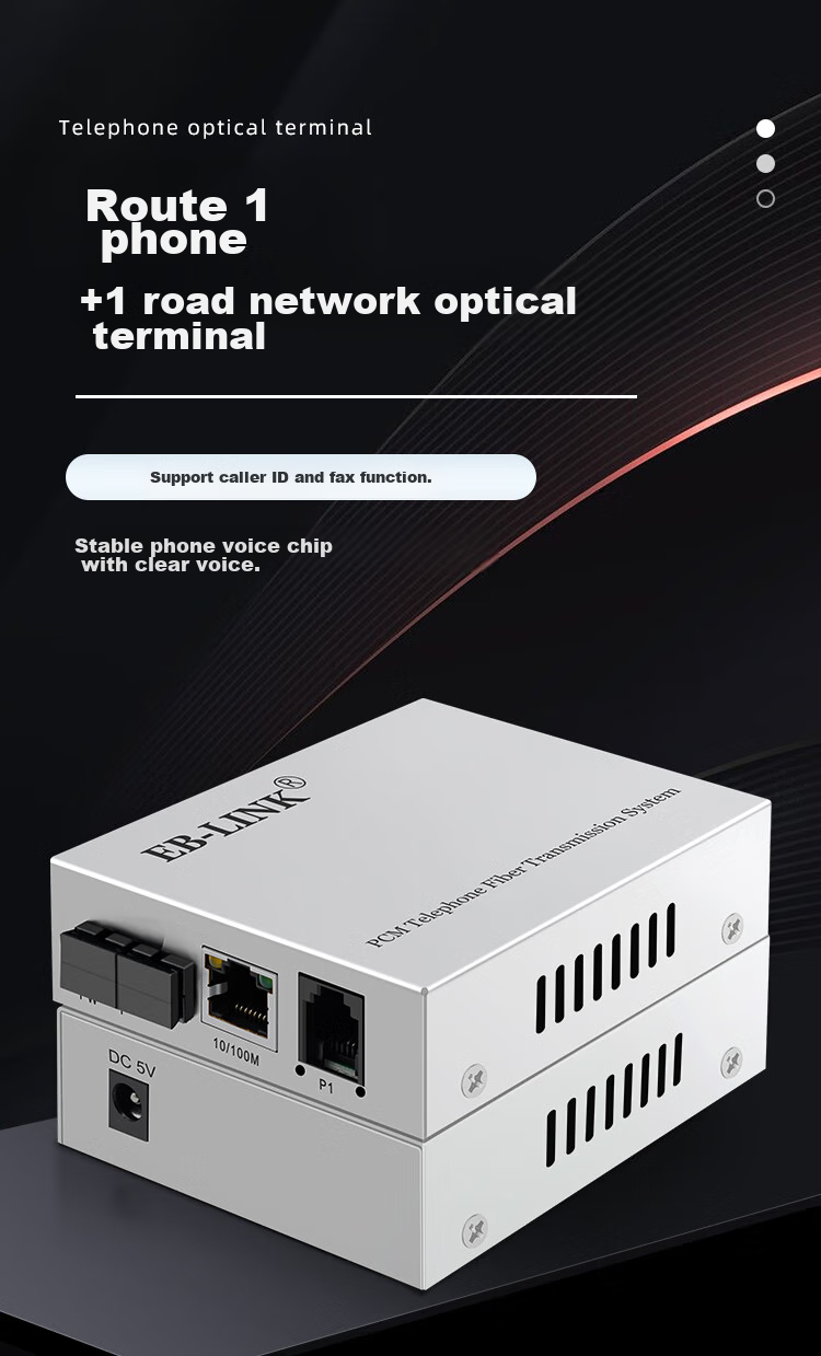 EB-LINK Telephone Optical Terminal, 1-Line Telephone + 1-Line Network PCM Voice Optical Terminal, Audio Intercom Transceiver, Telephone Fiber Optic Converter, Large Square Port SC Interface 1