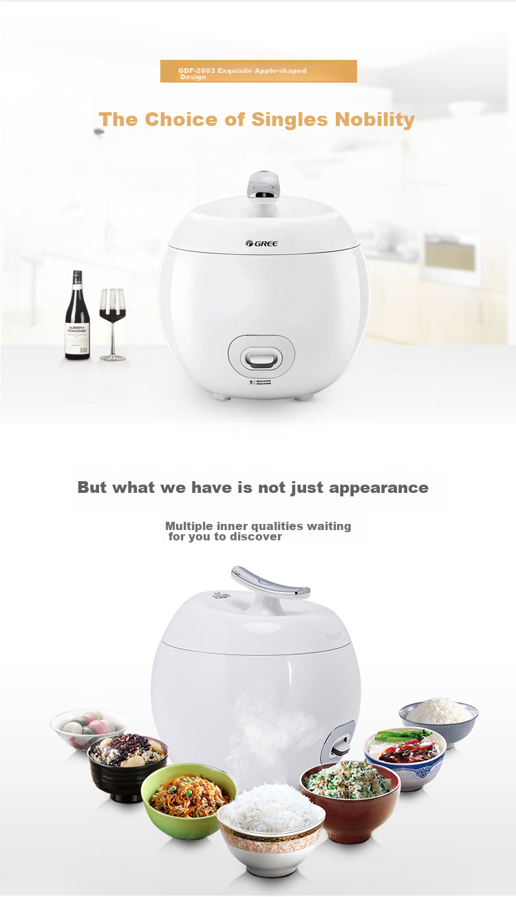 GREE Mini Rice Cooker for 1-3 People, Non-Stick Inner Pot, 2L Household Electric Rice Cooker, Small Size, Self-Use Or As A Gift for Parents, Traditional Firewood Cooking, Steamed Rice Pot 2003a 4