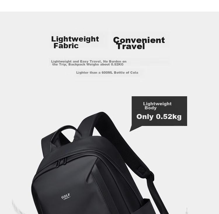 GOLF Backpack for Men, Water-Resistant Backpack, 15.6-Inch Laptop Bag, Student Bookbag, Business Casual Travel Backpack 10